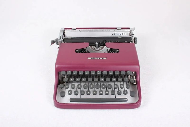 Olivetti Pluma 22 Burgundy Manual Vintage Typewriter, Restored