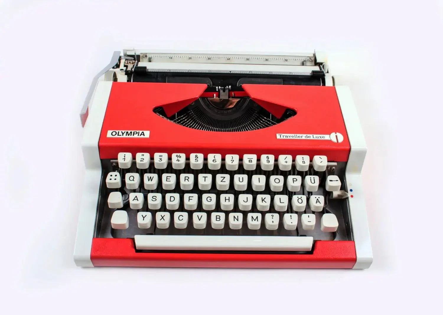 Olympia Traveller De Luxe Red Typewriter, Vintage Manual, Refurbished