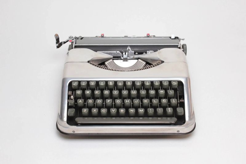 Hermes Baby Polished Silver Portable Vintage Manual Typewriter, Refurbished