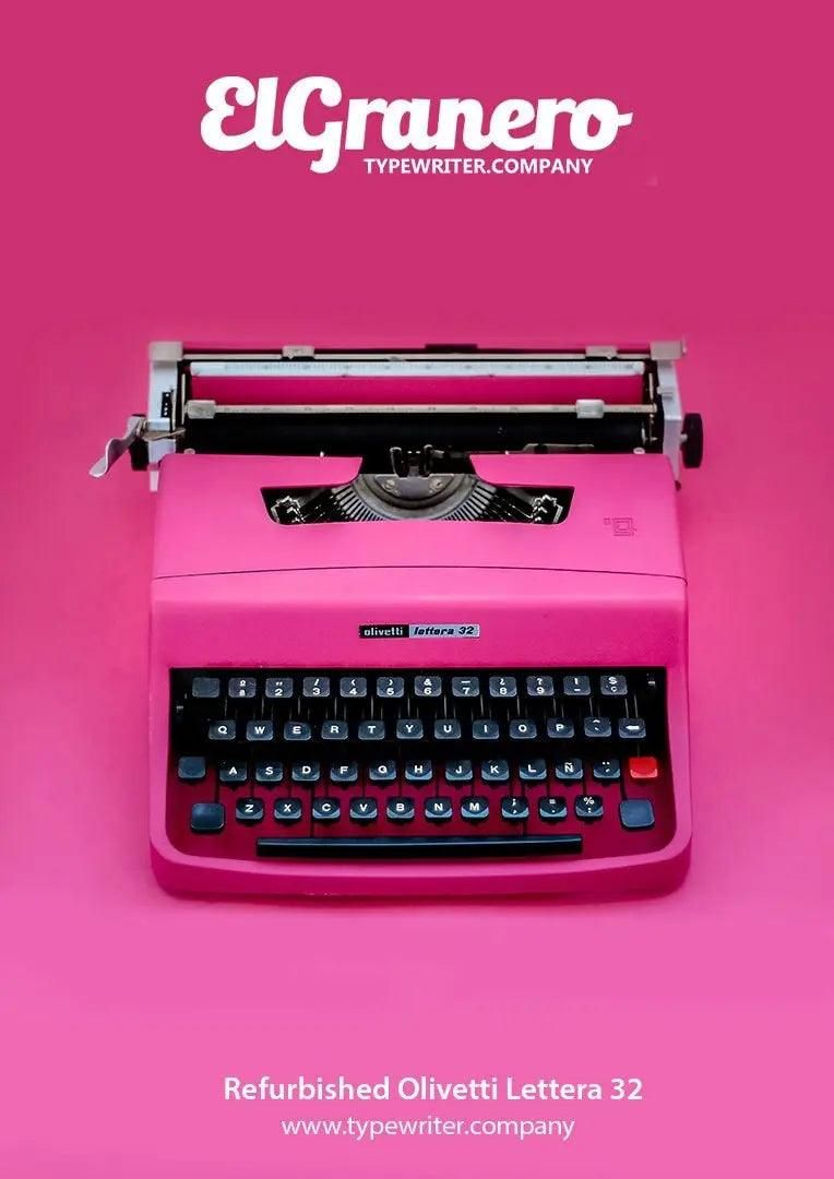 Olivetti Lettera 32 Vibrant Pink, Vintage Manual Typewriter, Restored