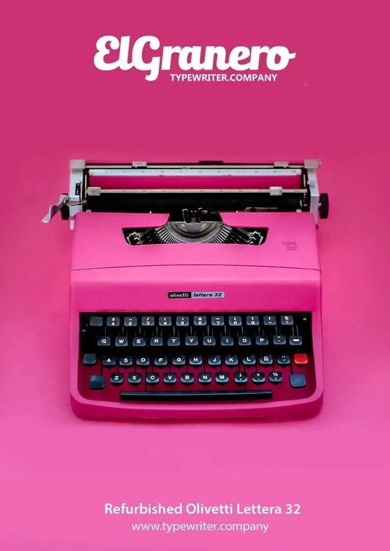 Olivetti Lettera 32 Vibrant Pink, Vintage Manual Typewriter, Restored