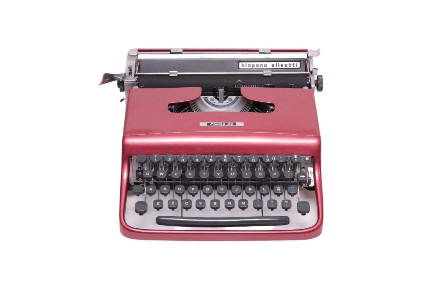 Olivetti Pluma 22 Glossy Coral Red Vintage, Manual Typewriter, Restored