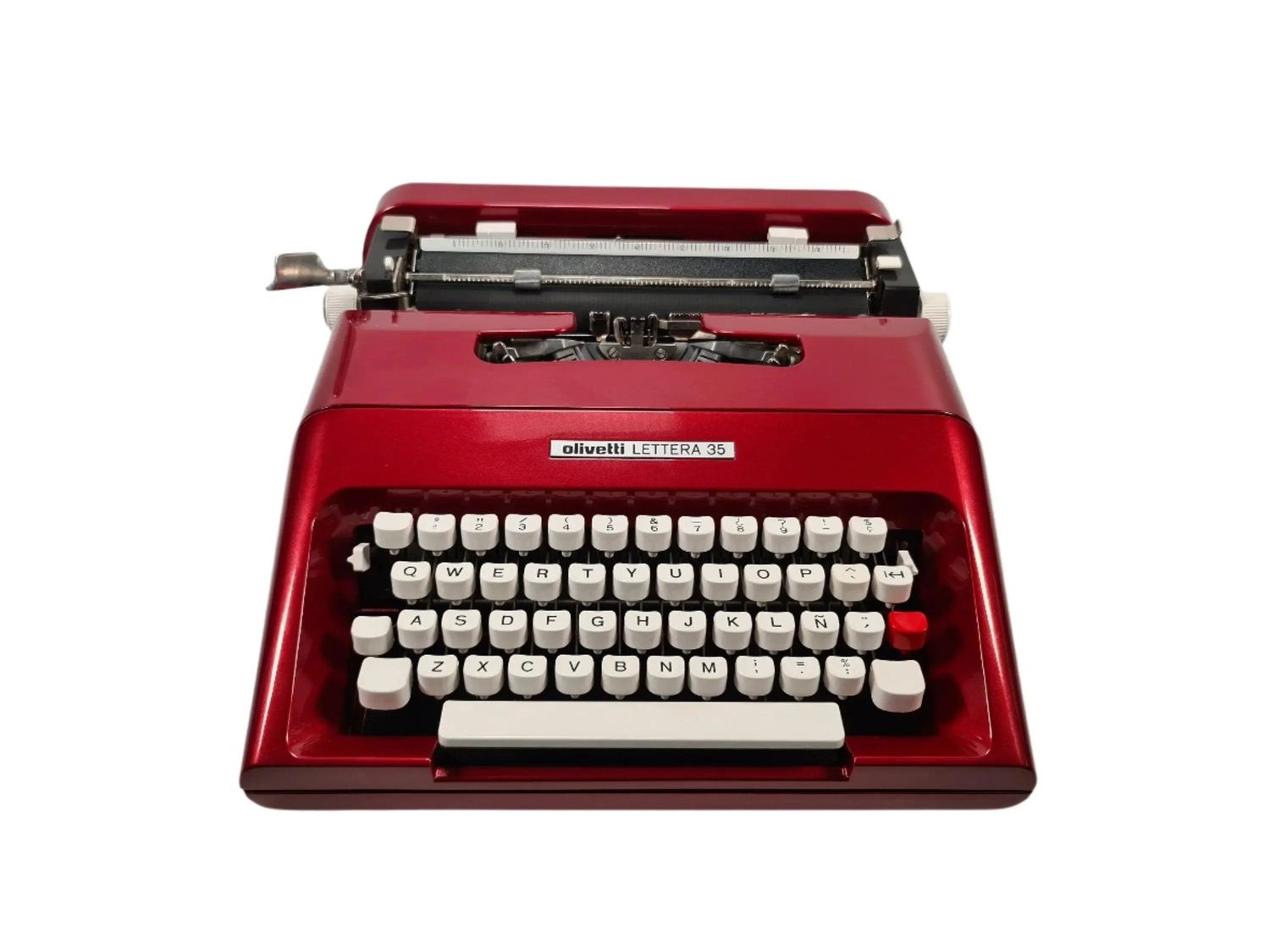 Olivetti Lettera 35 Glossy Burgundy Vintage Manual Typewriter Restored