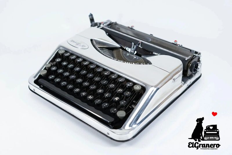 Hermes Baby Chrome Plated Portable Vintage Manual Typewriter, Refurbished