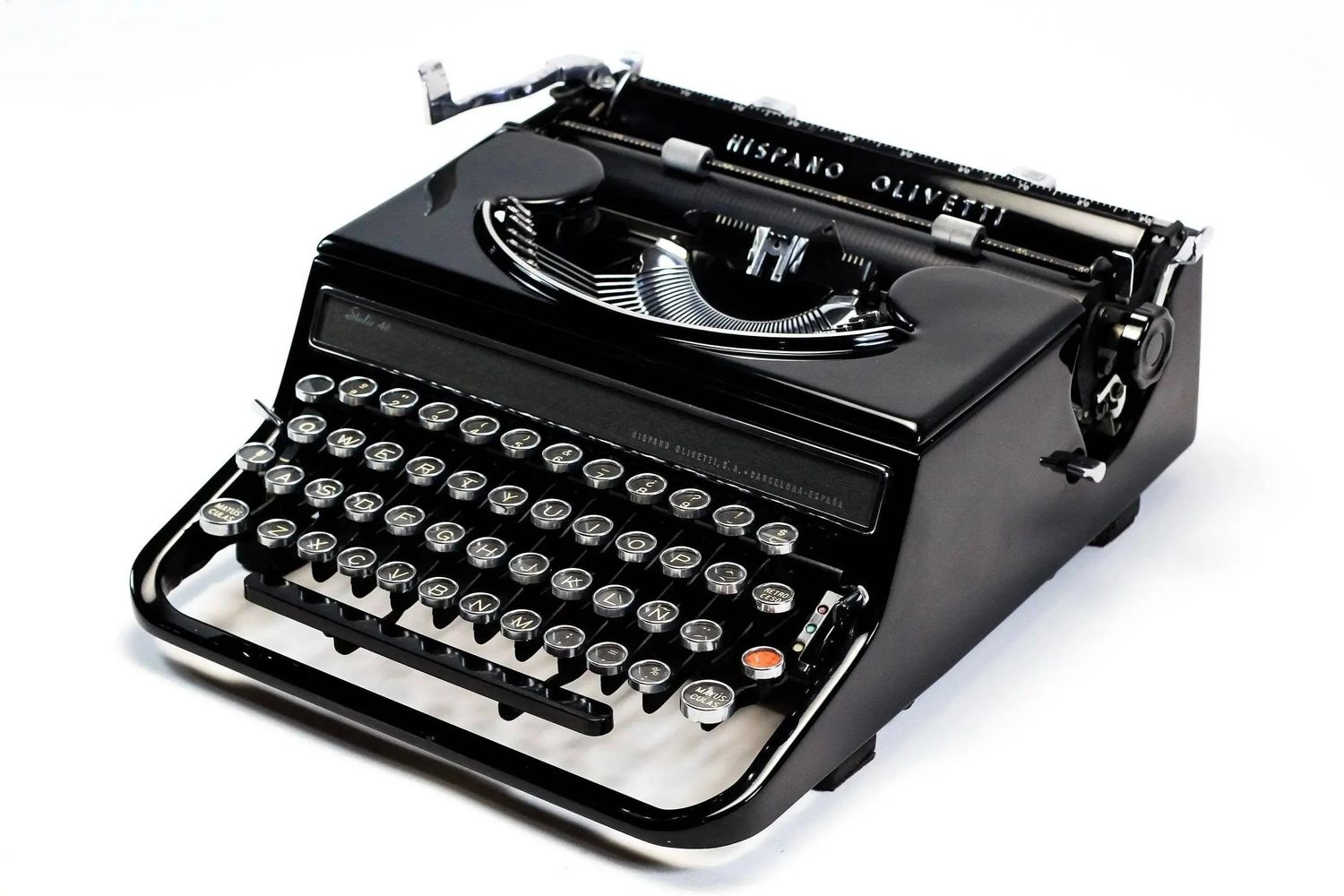 Olivetti Studio 46(42) Glossy Black Vintage Typewriter, Refurbished