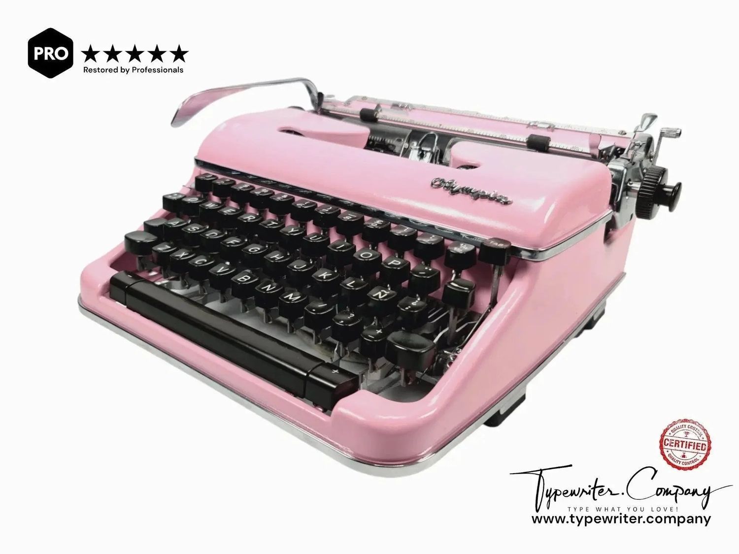SOLD! Olympia SM4 Pink, Vintage Manual Typewriter, Restored