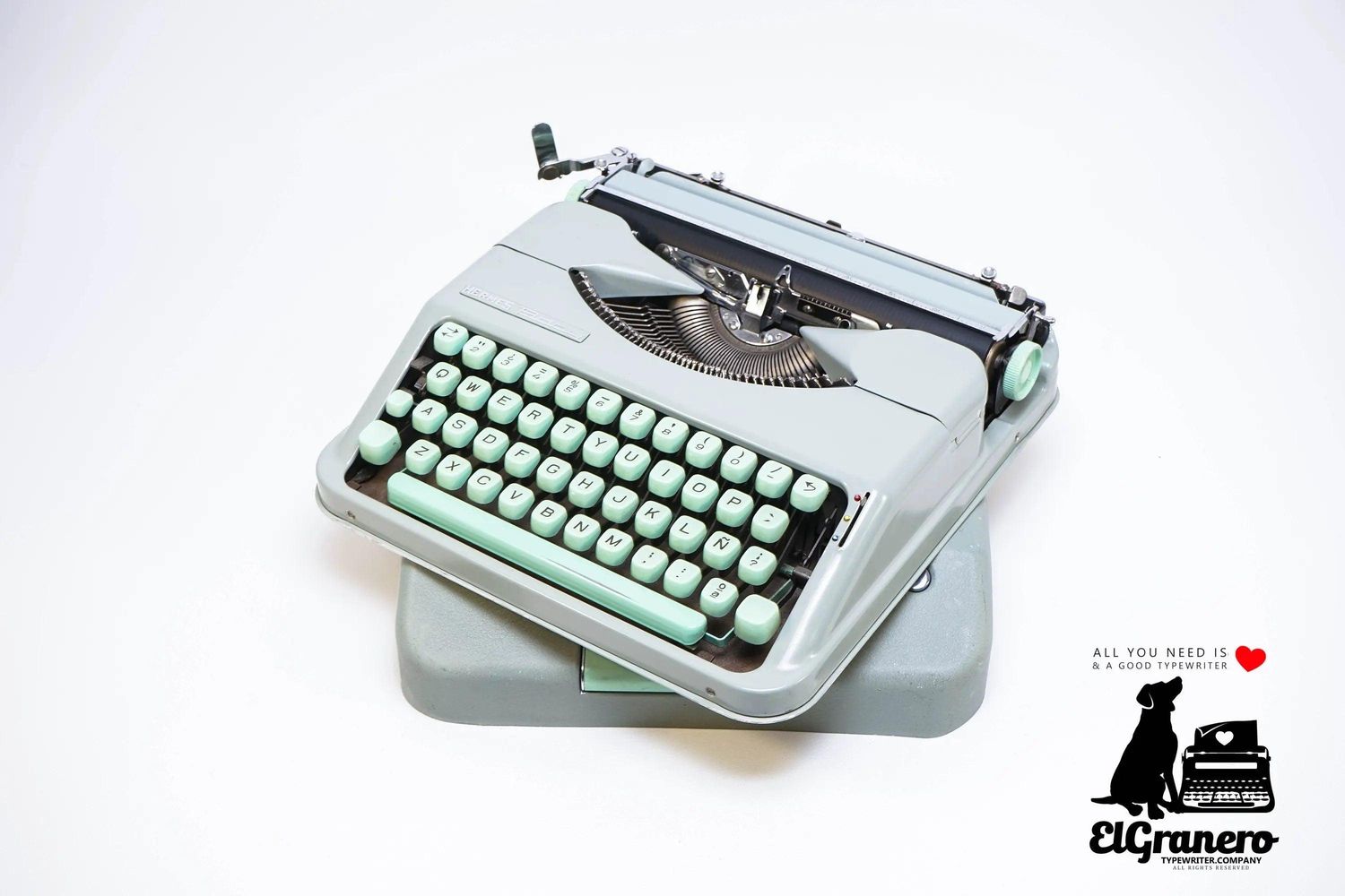Hermes Baby Seafoam Green, Vintage Manual Typewriter, Restored