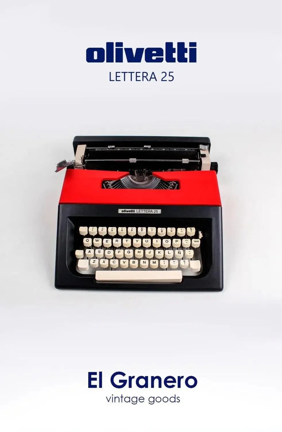 Olivetti Lettera 25 Red &amp; Black, Vintage Manual Typewriter, Refurbished