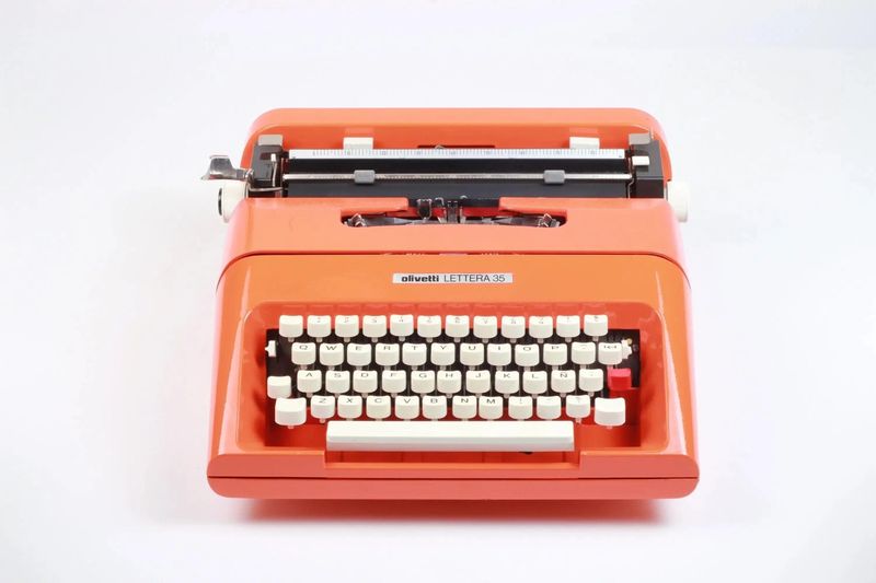 Olivetti Lettera 35 Orange Typewriter, Vintage, Mint Condition, Refurbished