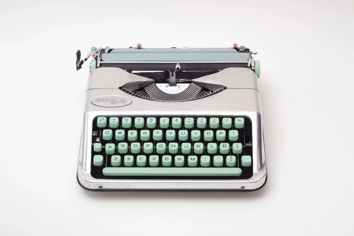 Hermes Baby Silver Portable Vintage Manual Typewriter, Refurbished