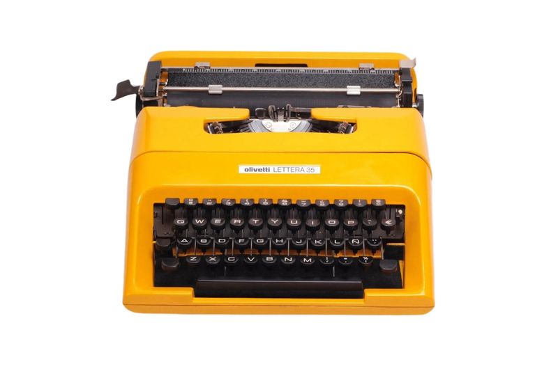 Olivetti Lettera 35 Glossy Yellow Vintage, Manual Typewriter, Restored