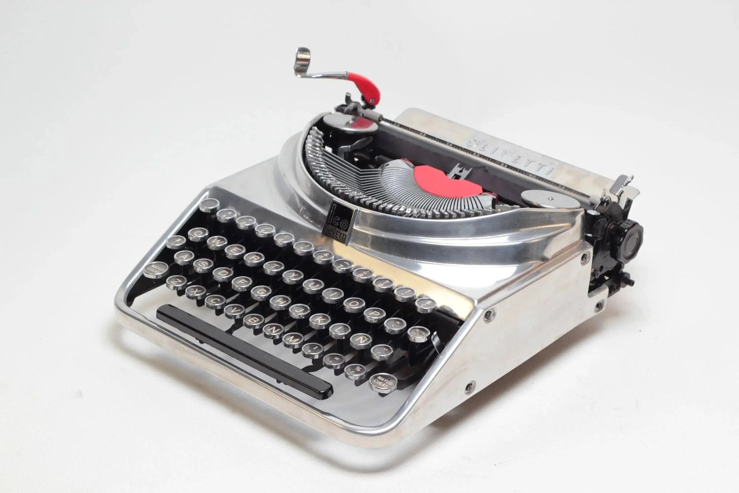 Olivetti Ico MP1 Polished Silver, Vintage Manual Typewriter, Restored