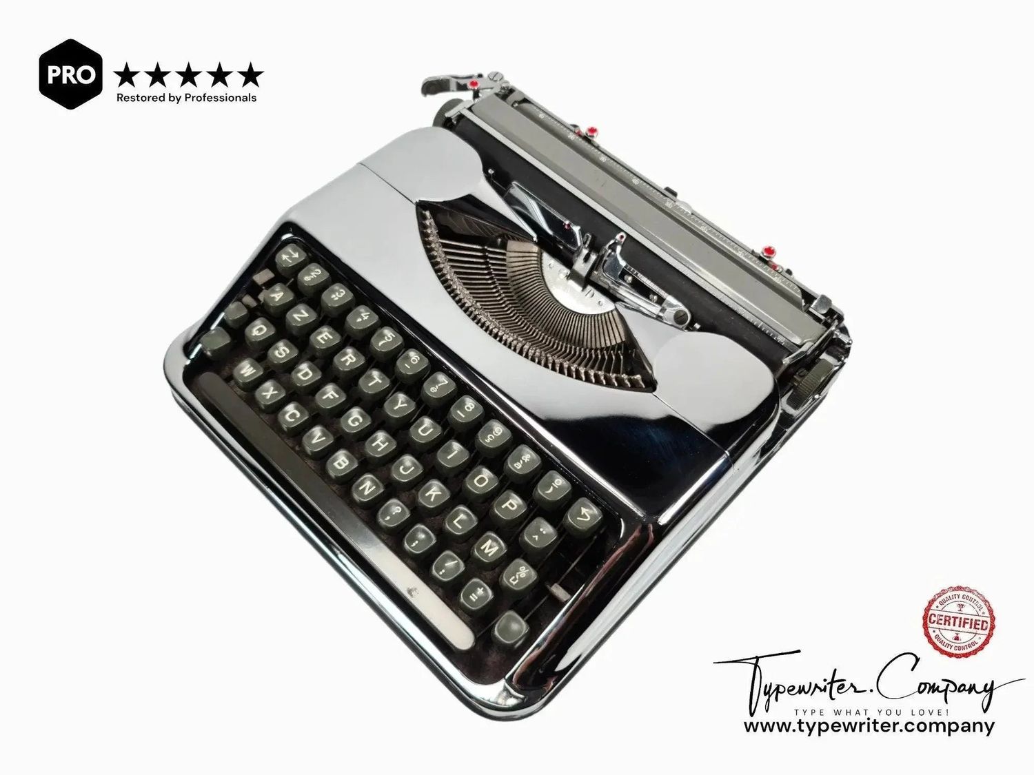 Limited Edition Hermes Baby Chrome-Plated, Manual Typewriter, Restored