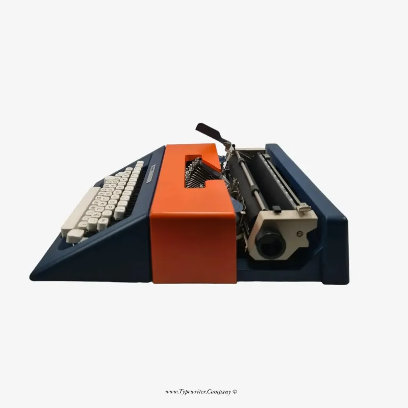 Olivetti Lettera 25, Navy Blue &amp; Orange Vintage Typewriter, Manual Refurbished