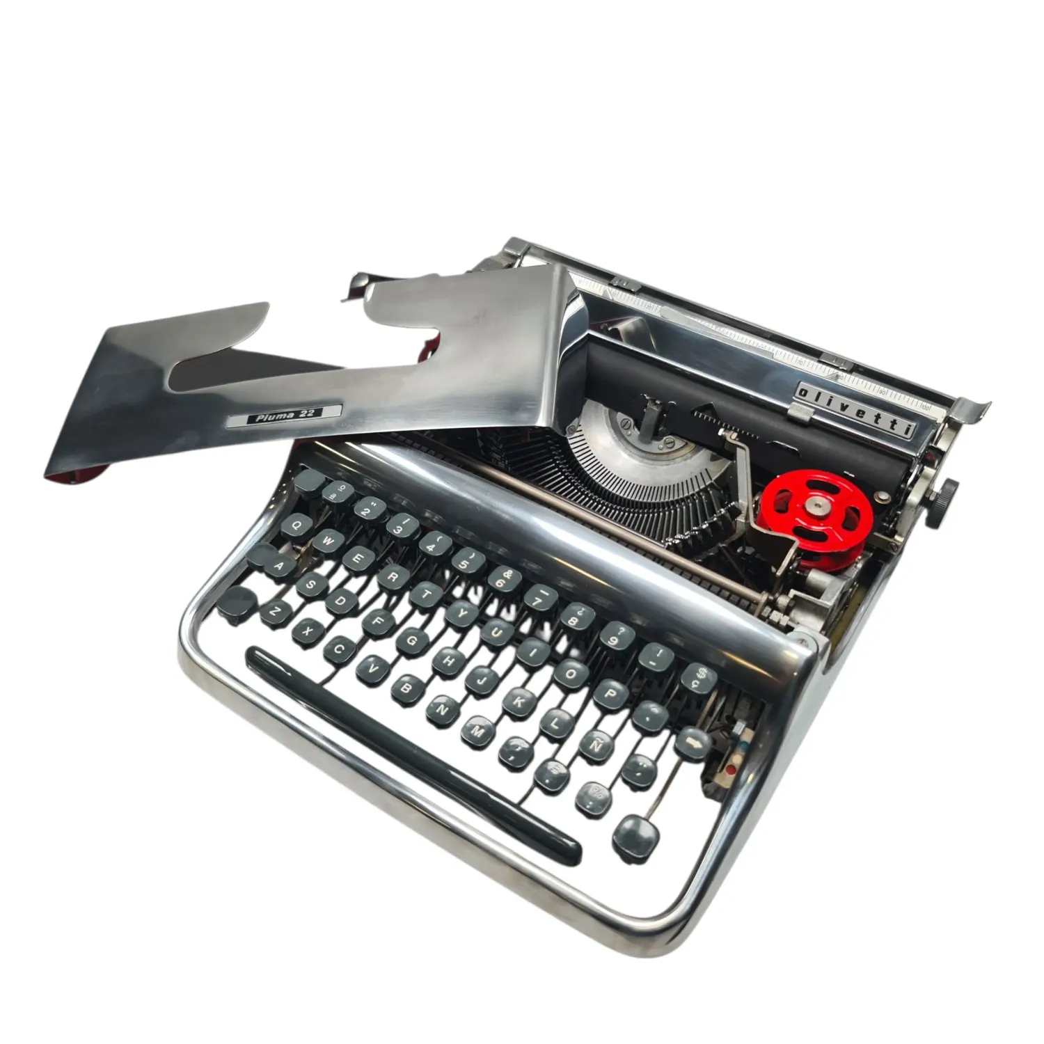 Olivetti Pluma 22 - Limited Polished Silver Edition Typewriter QWERTY