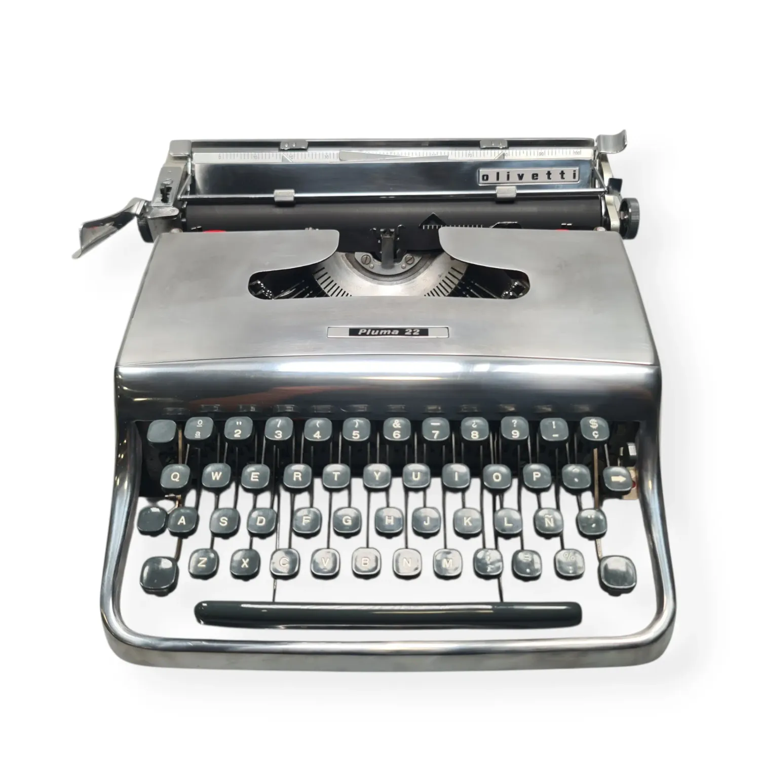 Olivetti Pluma 22 - Limited Polished Silver Edition Typewriter QWERTY