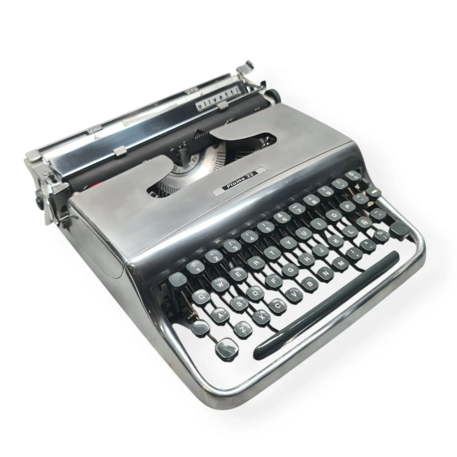 Olivetti Pluma 22 - Limited Polished Silver Edition Typewriter QWERTY