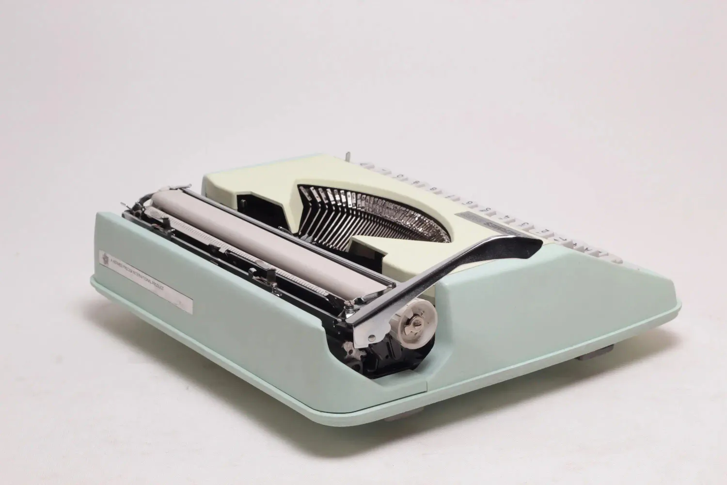 Hermes Baby, Mint Green Manual Vintage Typewriter, Restored