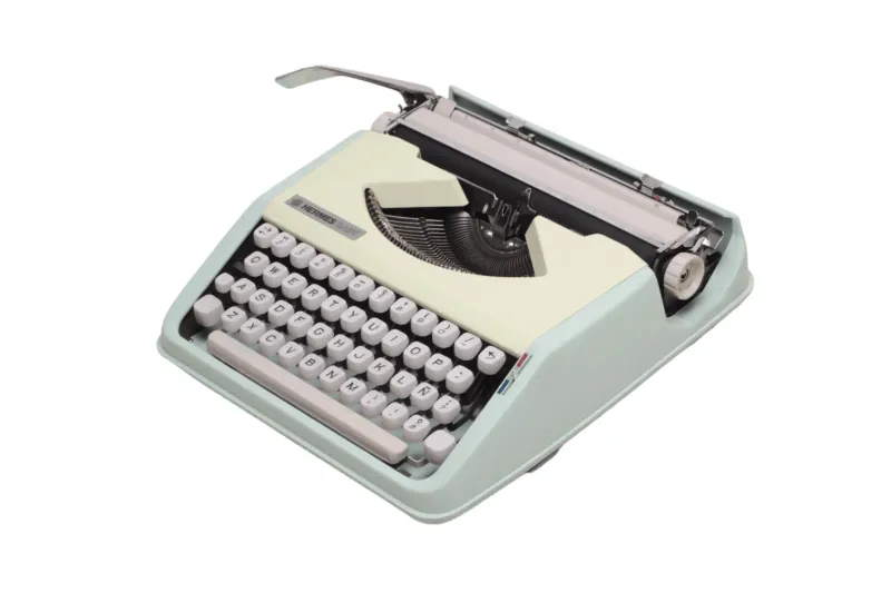 Hermes Baby, Mint Green Manual Vintage Typewriter, Restored