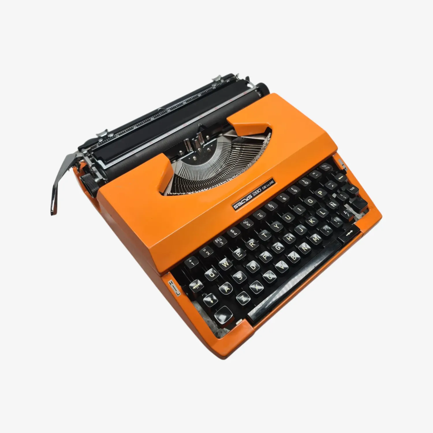Sacys 280 De Luxe- Restored 1970s Portable Typewriter (QWERTY, Orange)