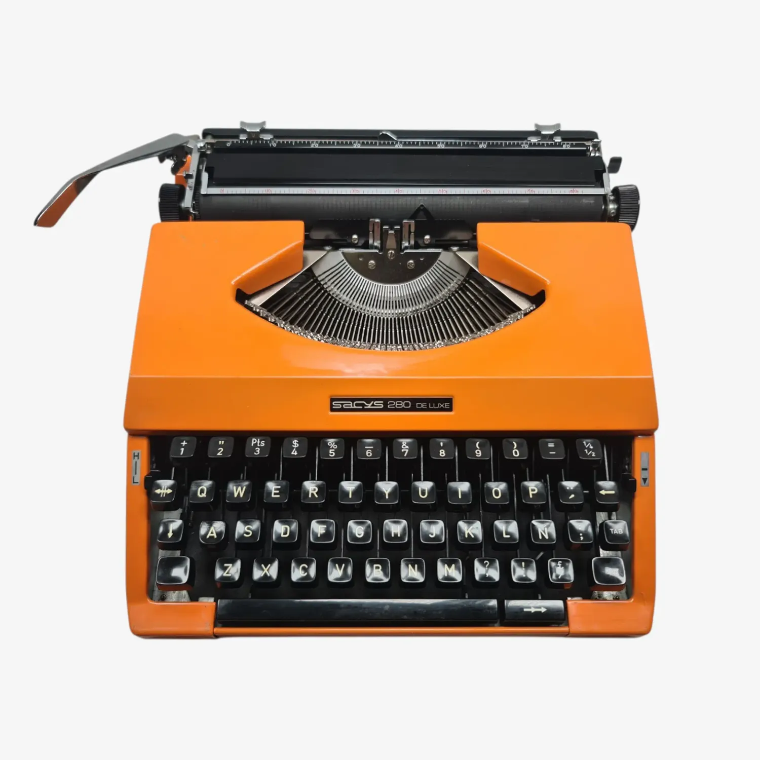 Sacys 280 De Luxe- Restored 1970s Portable Typewriter (QWERTY, Orange)