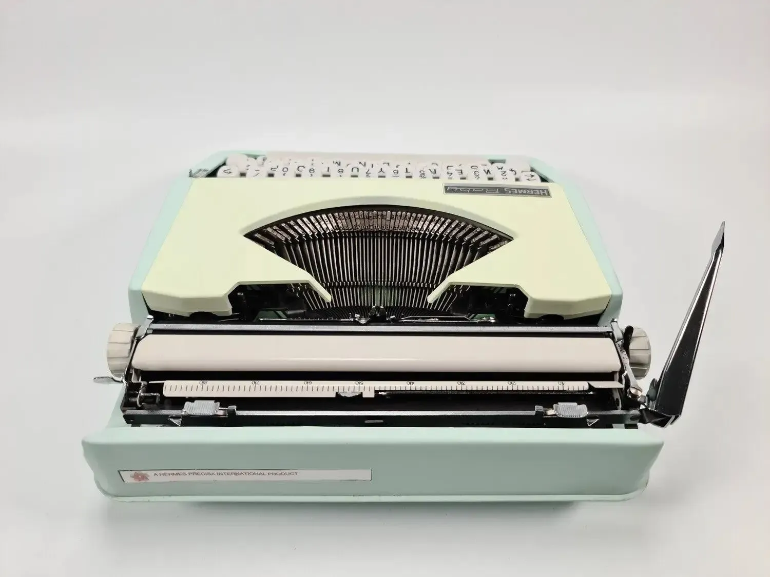 Hermes Baby, Mint Green Manual Vintage Typewriter, Restored