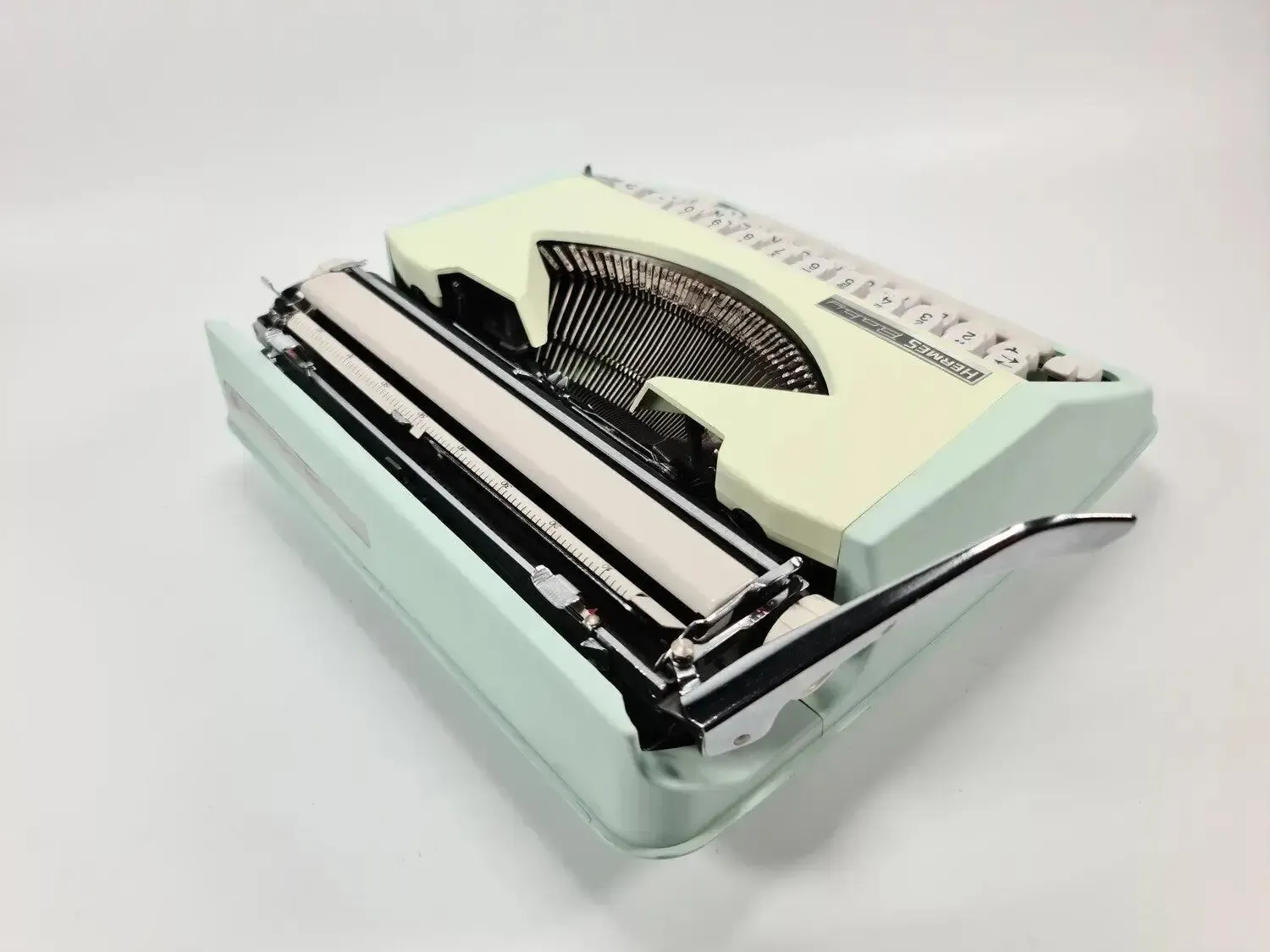 Hermes Baby, Mint Green Manual Vintage Typewriter, Restored