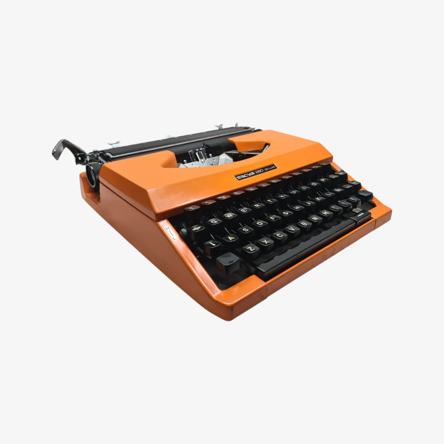 Sacys 280 De Luxe- Restored 1970s Portable Typewriter (QWERTY, Orange)