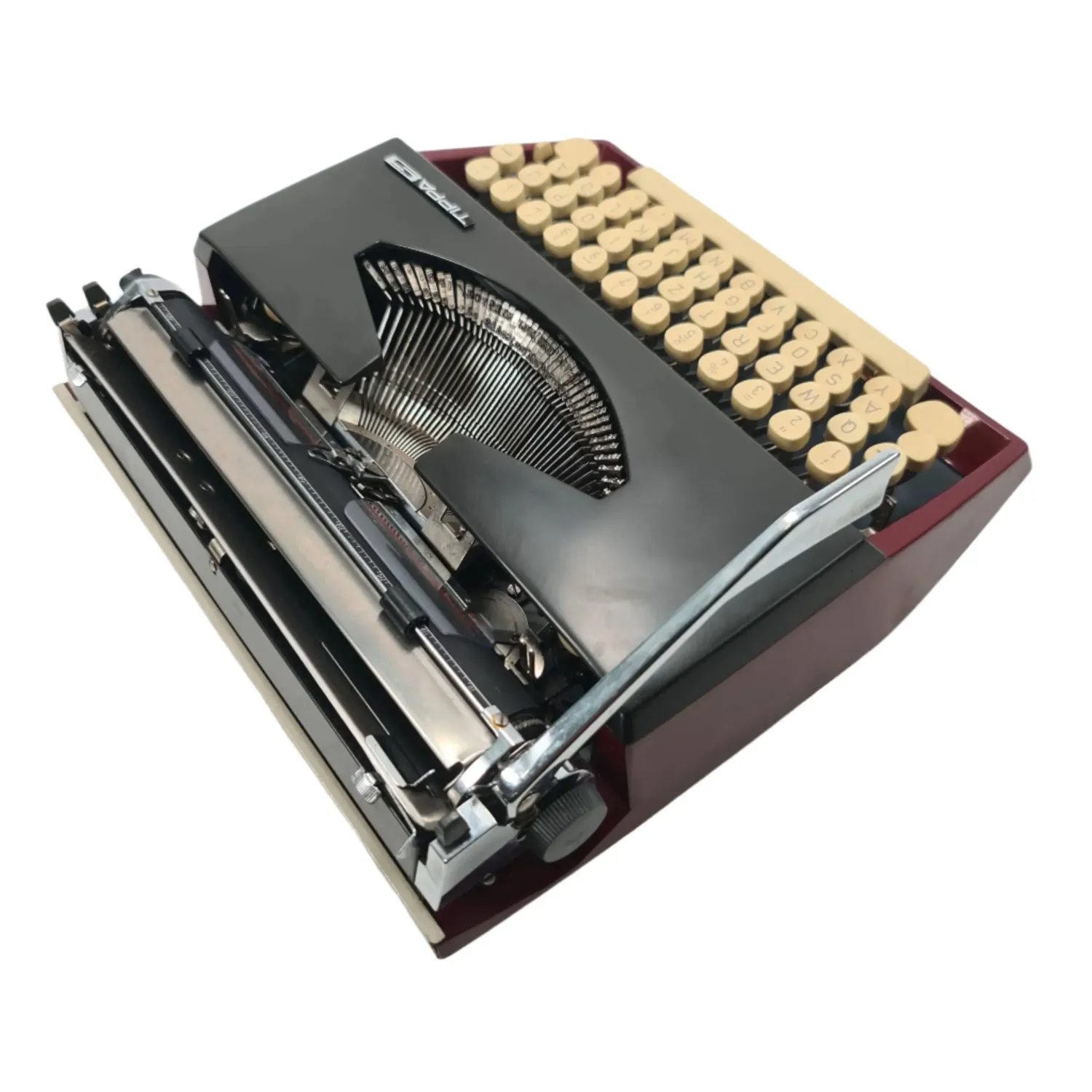 Adler Tippa S, Burgundy Manual Vintage Typewriter, QWERTZ, Serviced