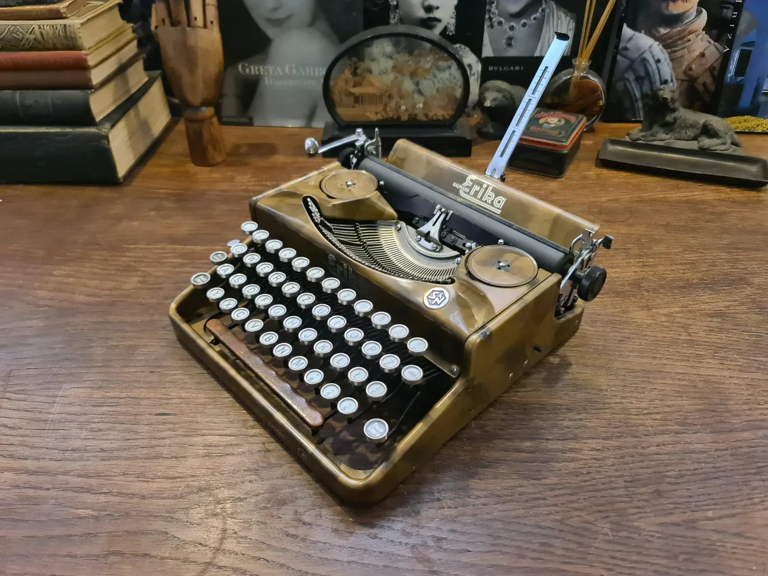 Erika 5 Gold, Rare Manual Vintage Typewriter, Professionally Serviced