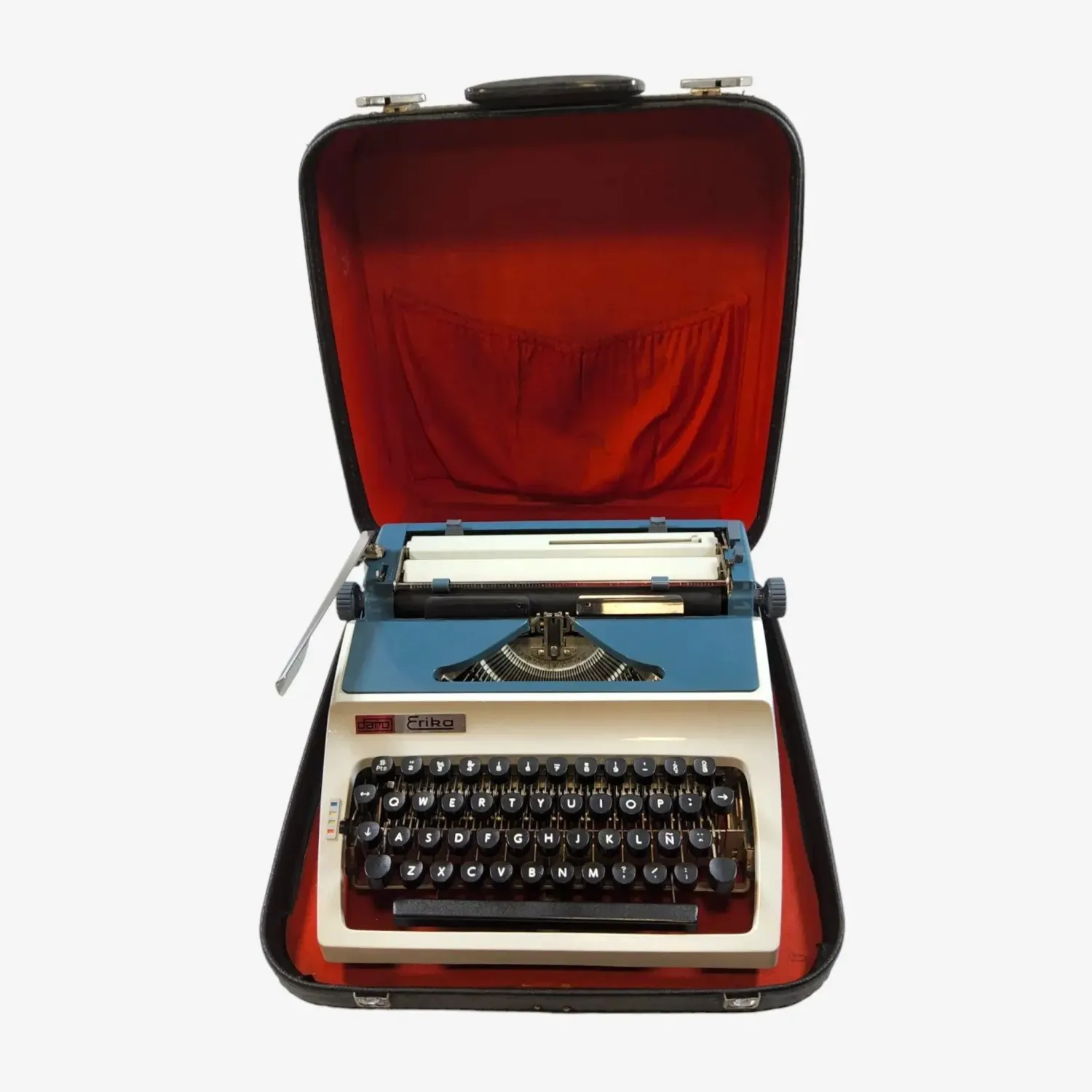 Erika Daro mod.34, Light Gray&amp;Blue Manual Vintage Typewriter, Serviced