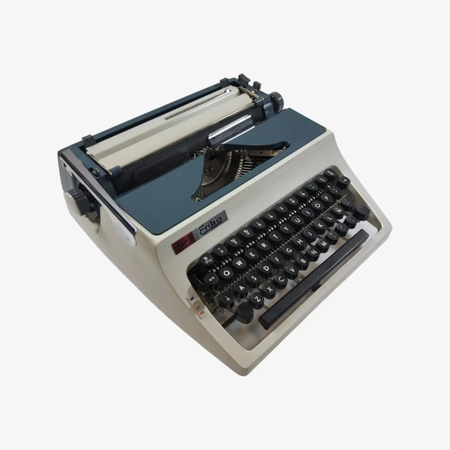 Erika Daro mod.34, Light Gray&amp;Blue Manual Vintage Typewriter, Serviced