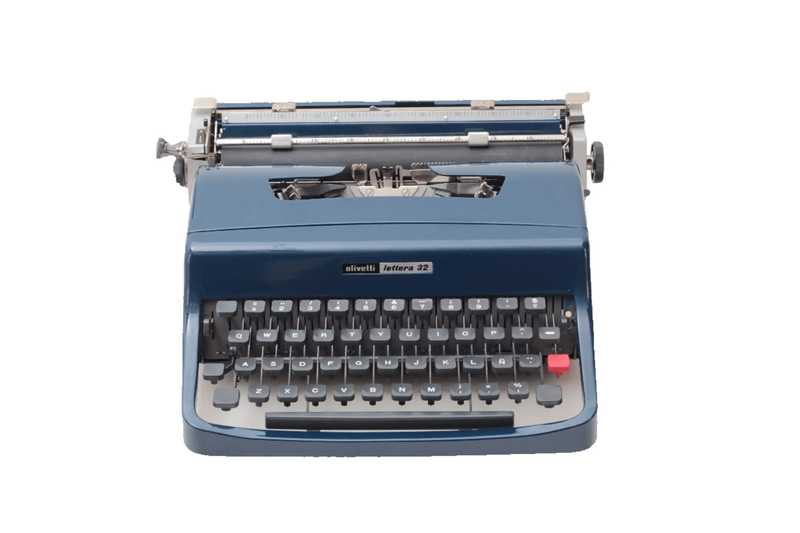 Olivetti Lettera 32 Pro Navy Blue, Vintage Manual Typewriter, Restored
