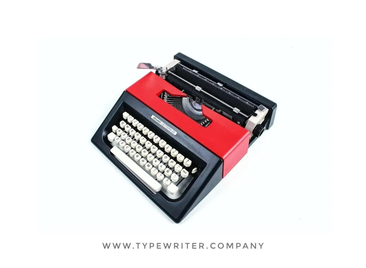 Olivetti Lettera 25 Red &amp; Black, Vintage Manual Typewriter, Refurbished