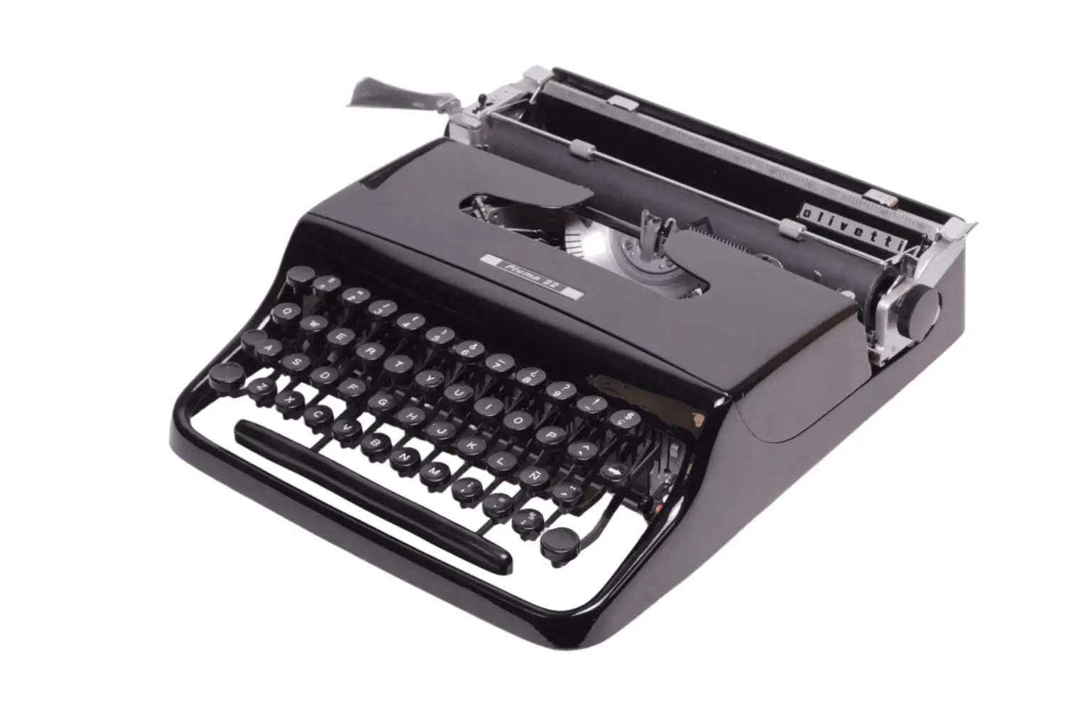 Olivetti Pluma 22 Glossy Black, Vintage Manual Typewriter, Restored