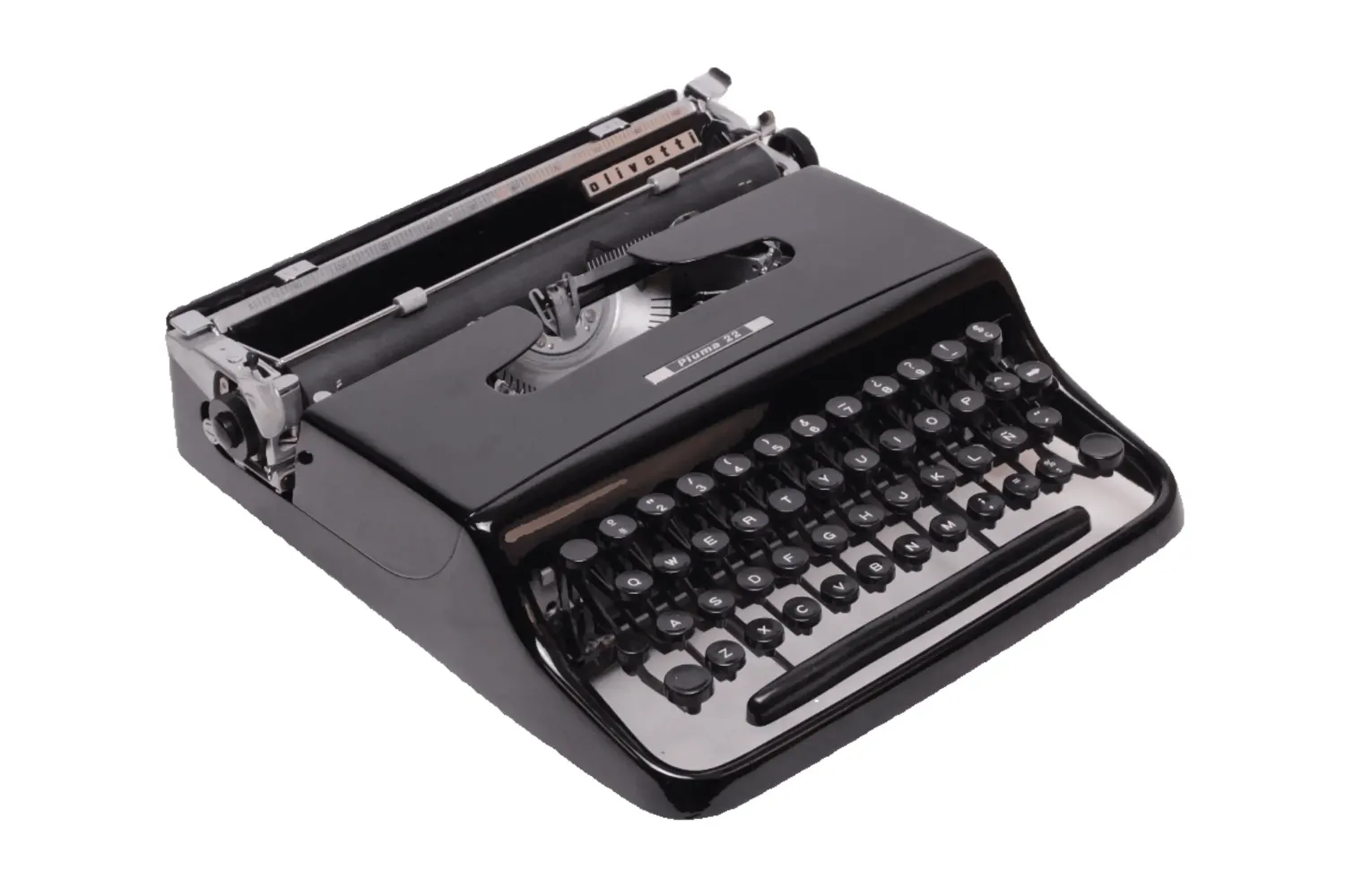 Olivetti Pluma 22 Glossy Black, Vintage Manual Typewriter, Restored