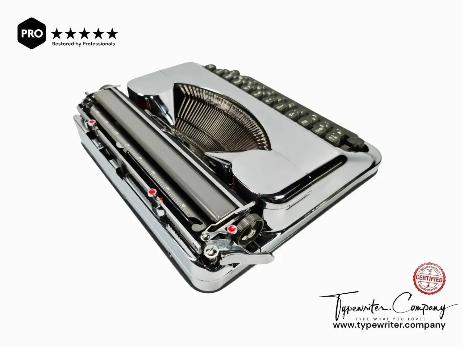 Limited Edition Hermes Baby Chrome-Plated, Manual Typewriter, Restored