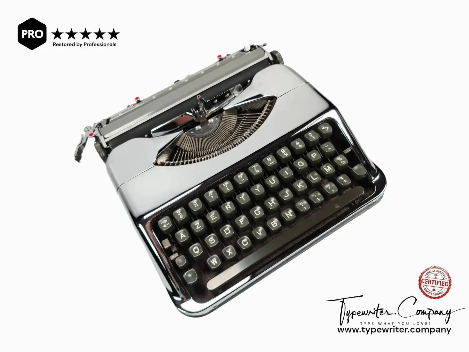 Limited Edition Hermes Baby Chrome-Plated, Manual Typewriter, Restored
