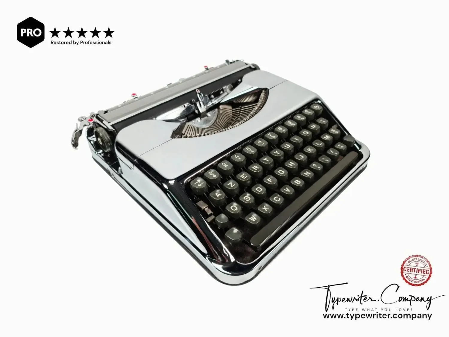 Limited Edition Hermes Baby Chrome-Plated, Manual Typewriter, Restored