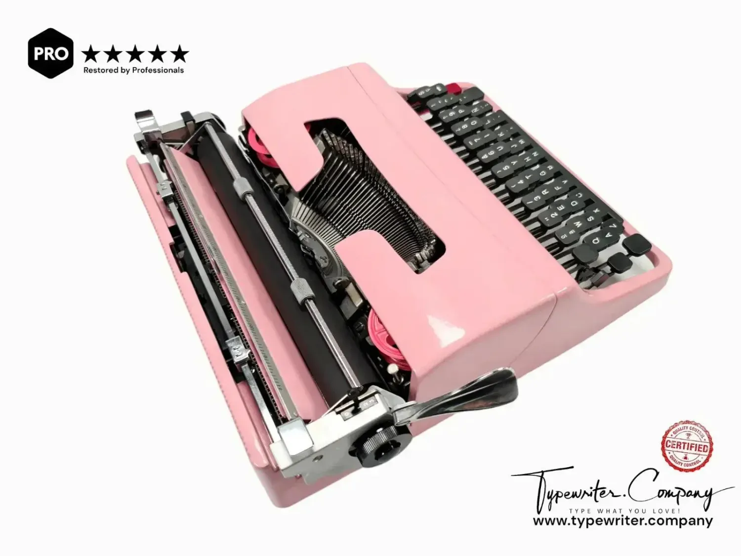 Olivetti Lettera 32 Flamingo Pink, Vintage Manual Typewriter, Restored