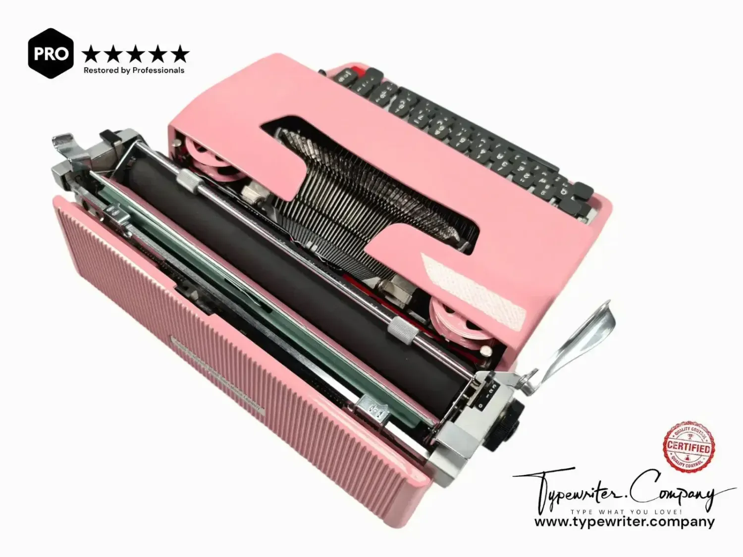 Olivetti Lettera 32 Flamingo Pink, Vintage Manual Typewriter, Restored