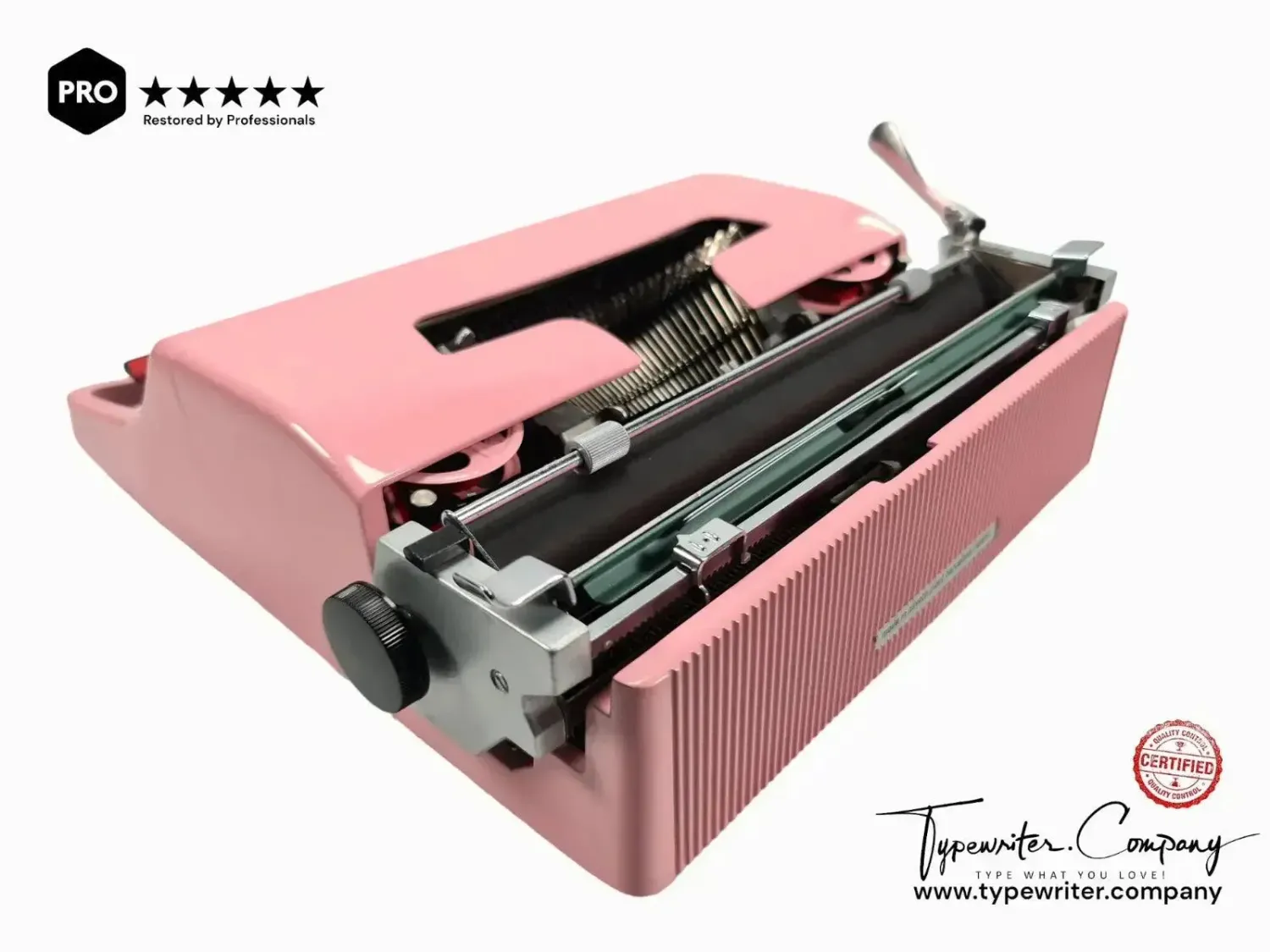 Olivetti Lettera 32 Flamingo Pink, Vintage Manual Typewriter, Restored