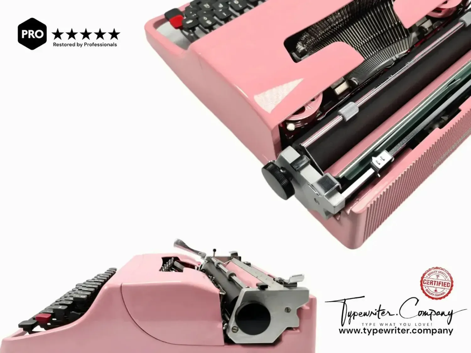 Olivetti Lettera 32 Flamingo Pink, Vintage Manual Typewriter, Restored