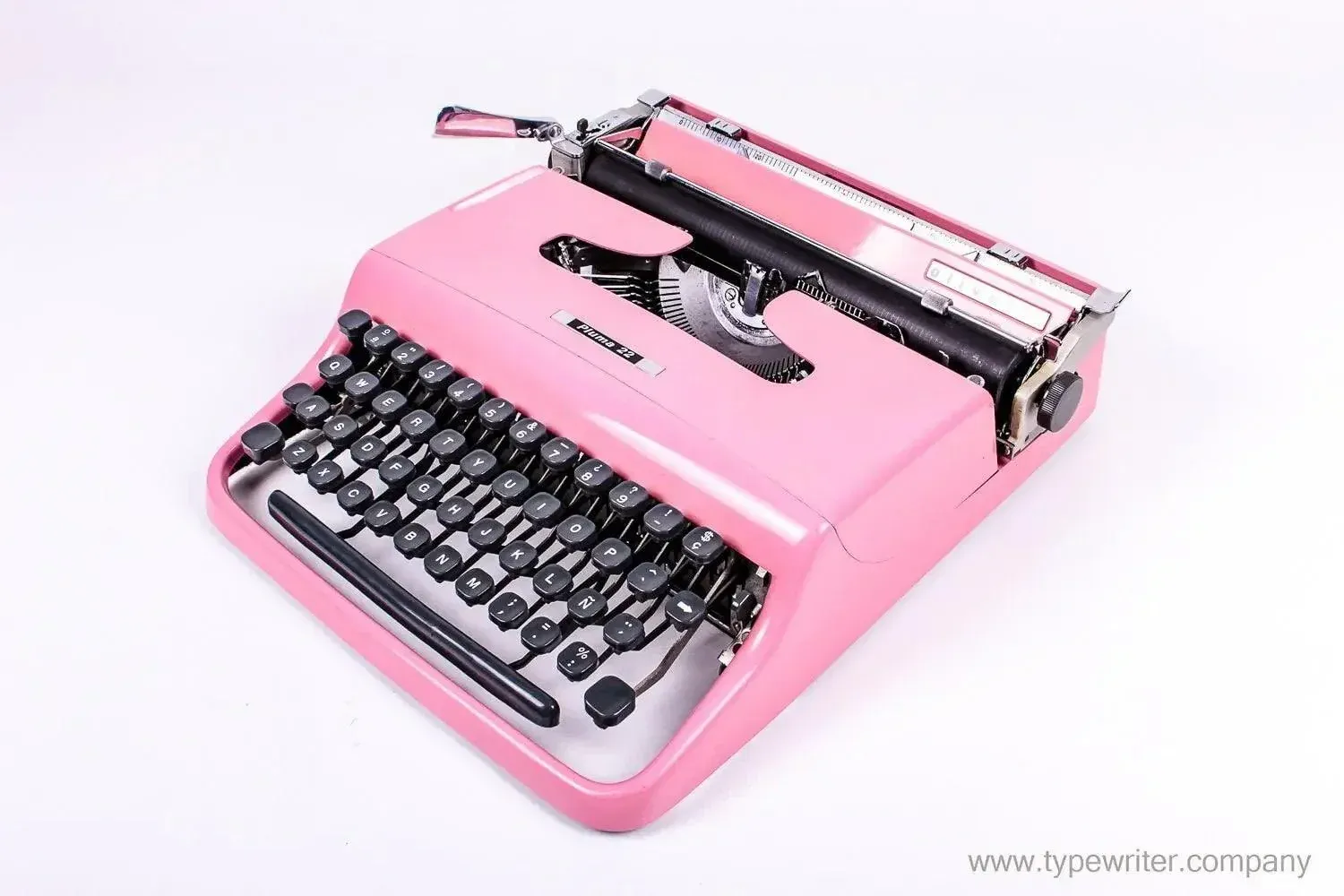 Olivetti Lettera Pluma 22 Pink, Vintage Manual Typewriter, Restored