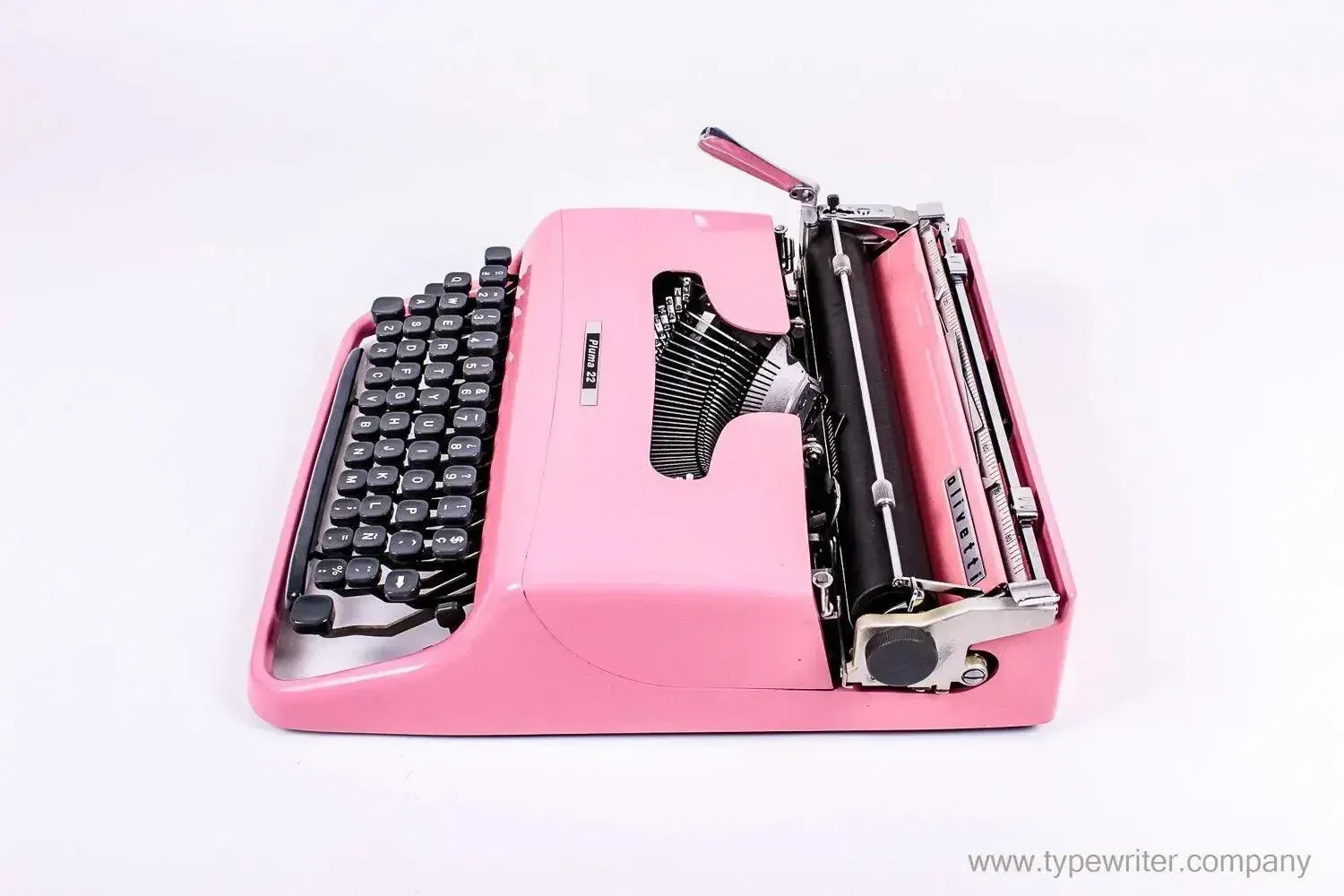 Olivetti Lettera Pluma 22 Pink, Vintage Manual Typewriter, Restored