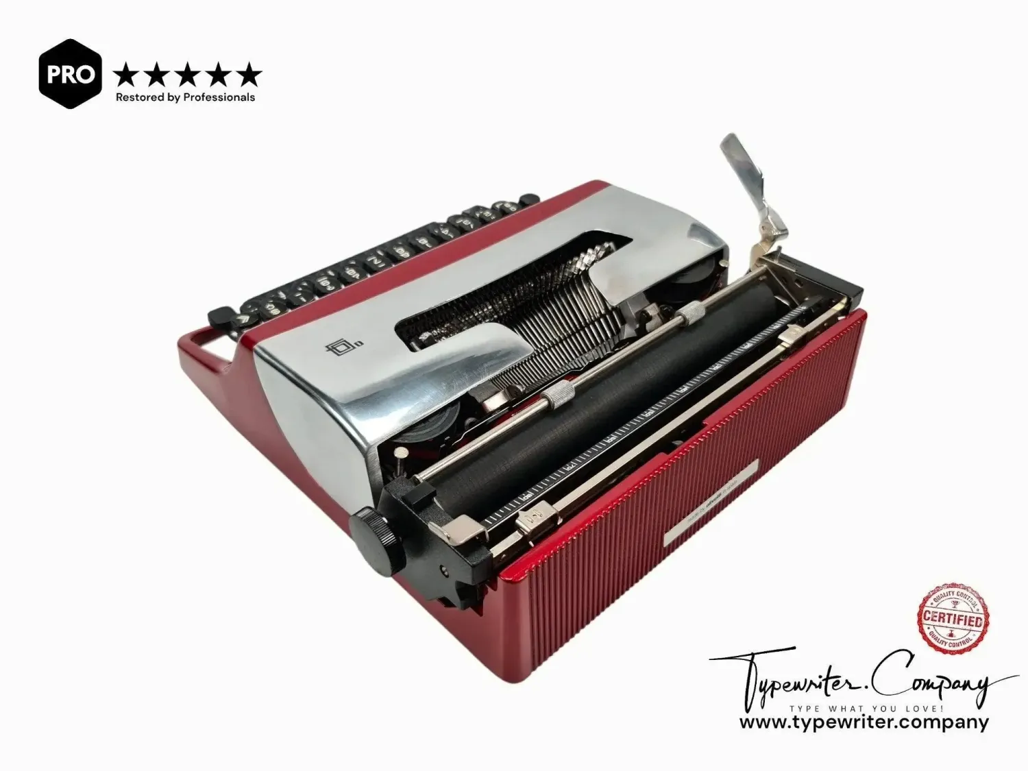 Olivetti Lettera 32 Pro Burgundy and Silver Vintage Manual Typewriter, Restored