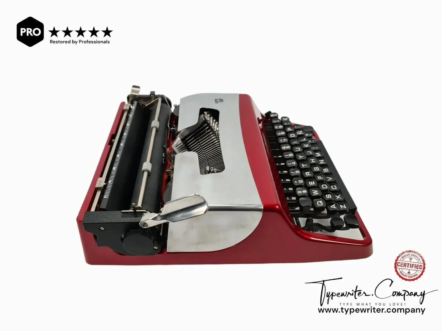 Olivetti Lettera 32 Pro Burgundy and Silver Vintage Manual Typewriter, Restored