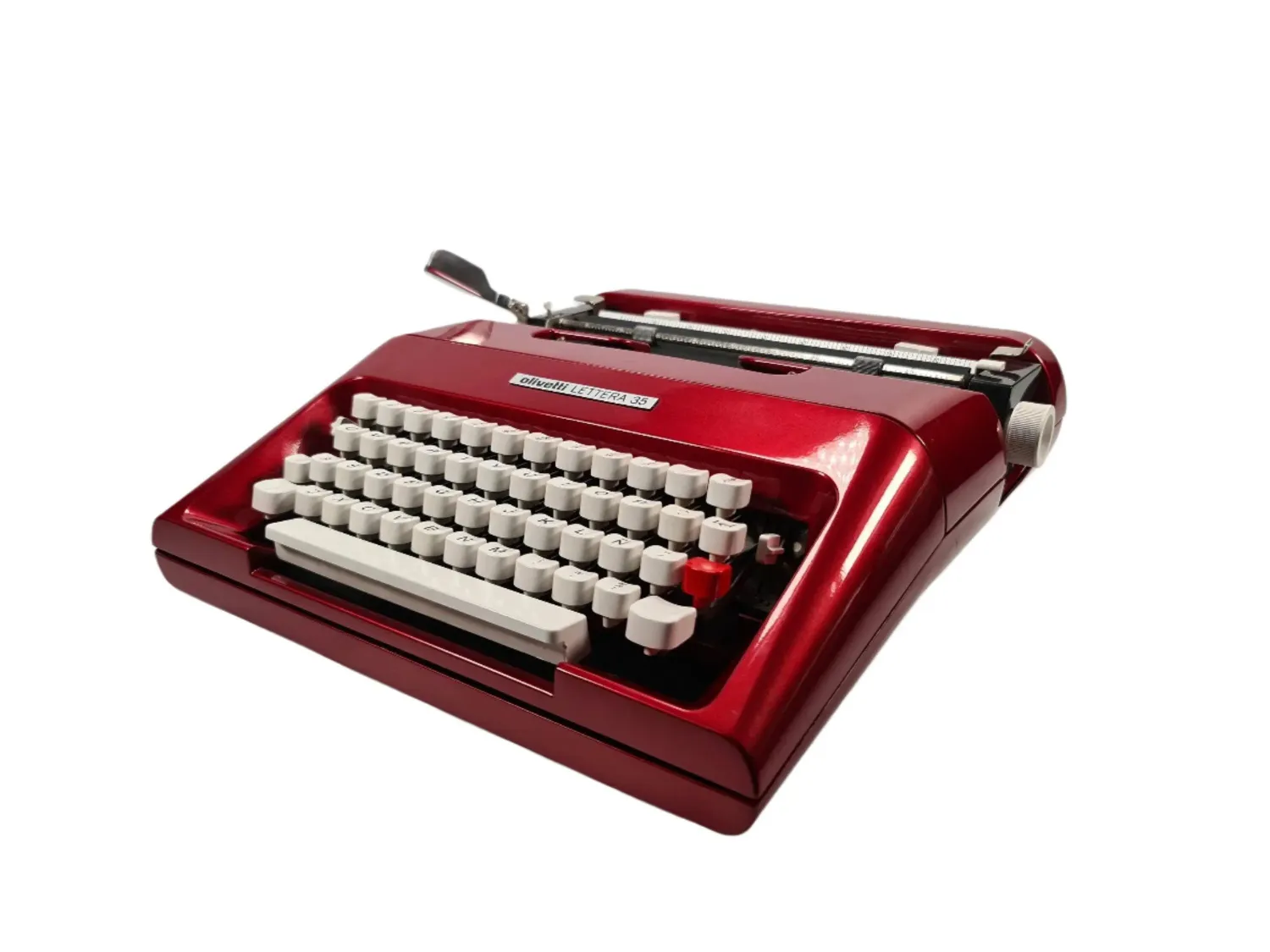 Olivetti Lettera 35 Glossy Burgundy Vintage Manual Typewriter Restored