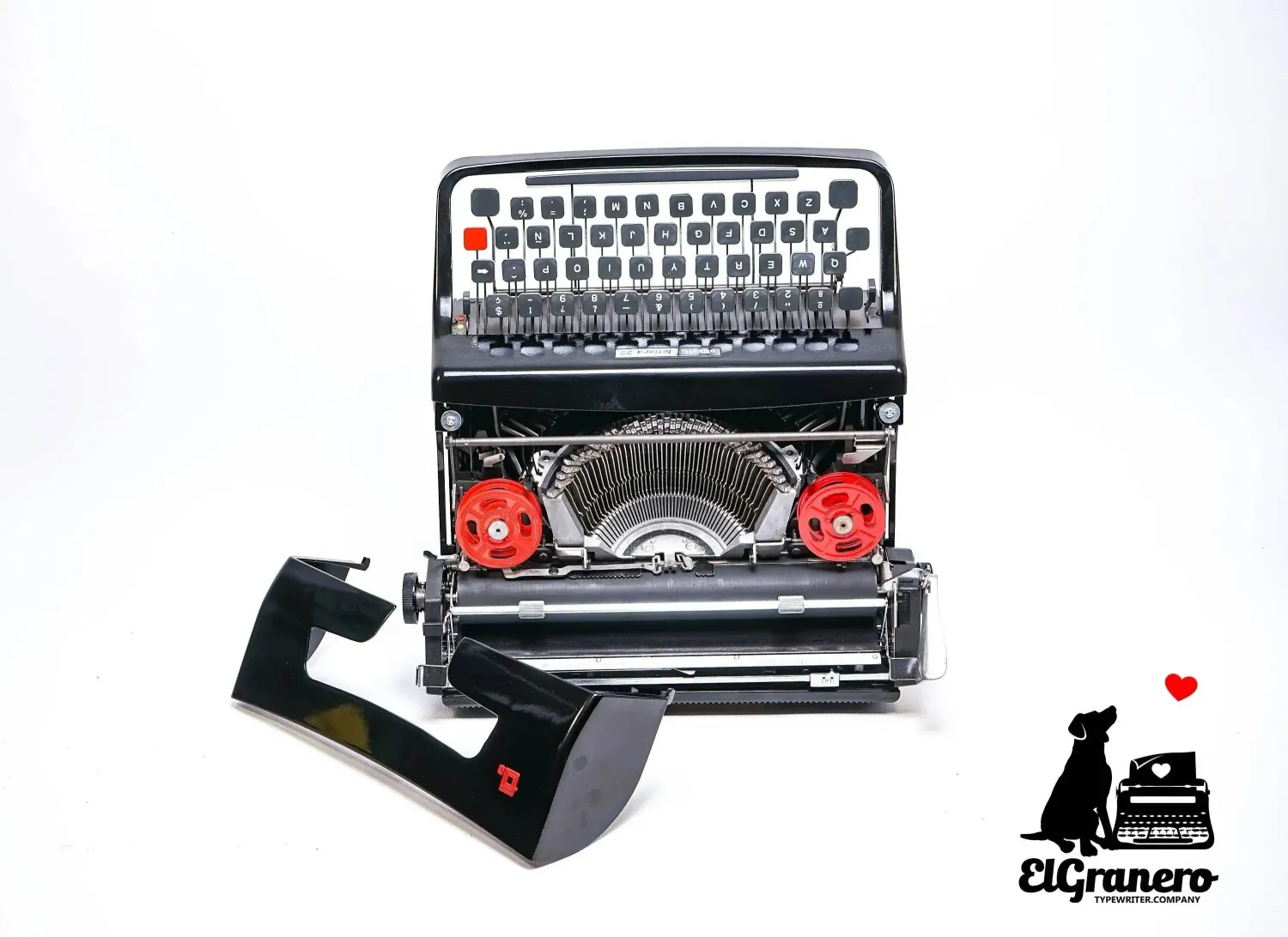 Olivetti Lettera 32 Glossy Black, Vintage Manual Typewriter, Restored