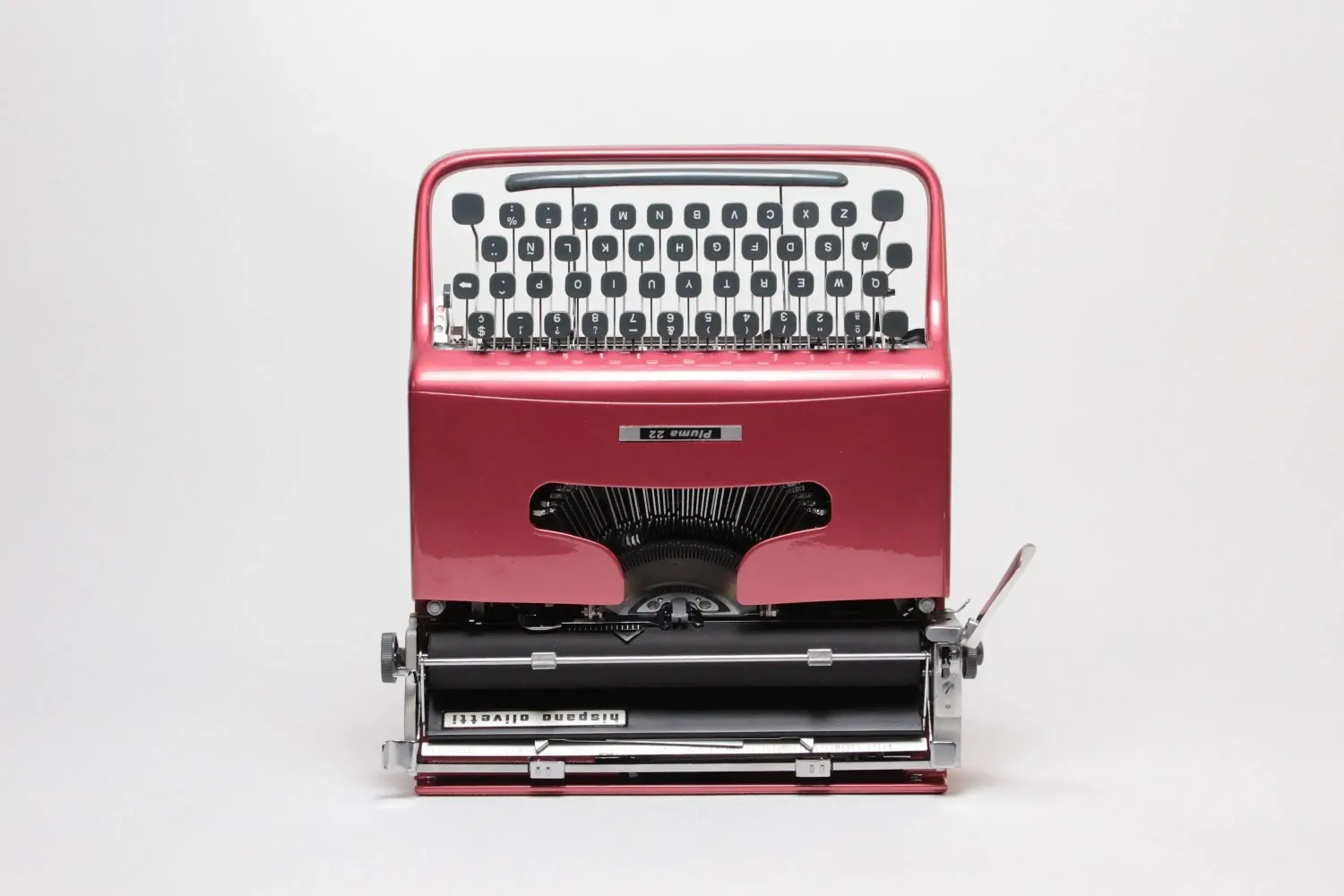Olivetti Pluma 22 Glossy Coral Red Vintage, Manual Typewriter, Restored
